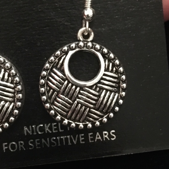 DaVinci Silver Tone Round Dangle Hook Earrings - Picture 2 of 6